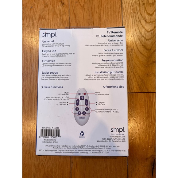 Simpl TV Universal Remote - Technology Made Simple Big Button Easy‎ to Use - Picture 2 of 2